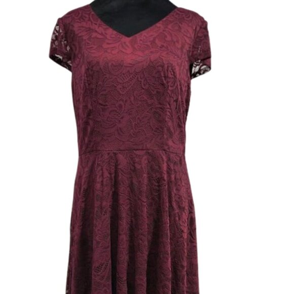 Bery Love Burgundy Lace Knee Length Women's Dress Size XL - Picture 3 of 12